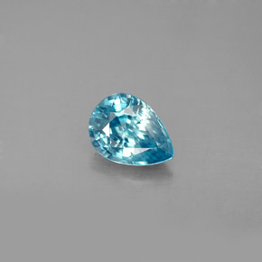Zircone naturale blu da 1,58 ct, taglio a pera, VVS-VS