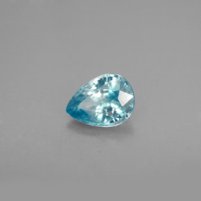 Zircone naturale blu da 1,58 ct, taglio a pera, VVS-VS