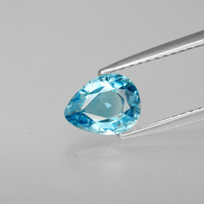 Zircone naturale blu da 1,38 ct, taglio a pera, VS