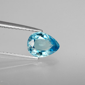 Zircone naturale blu da 1,38 ct, taglio a pera, VS