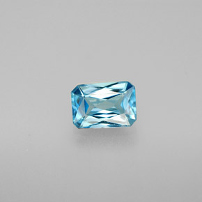 Zircone naturale blu da 1,17 ct, taglio smeraldo, VVS-VS