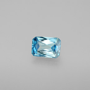 Zircone naturale blu da 1,17 ct, taglio smeraldo, VVS-VS