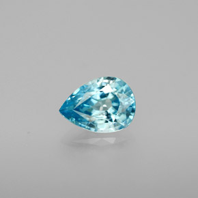 Zircone naturale blu da 1,30 ct, taglio a pera, VVS-VS