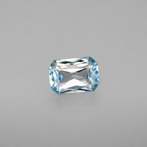 Zircone naturale blu da 1,38 ct, taglio smeraldo, VVS-VS