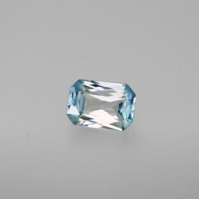 Zircone naturale blu da 1,38 ct, taglio smeraldo, VVS-VS