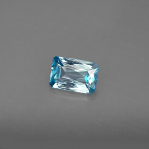 Zircone naturale blu da 1,35 ct, taglio smeraldo, VS