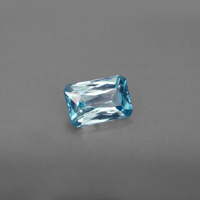 Zircone naturale blu da 1,35 ct, taglio smeraldo, VS