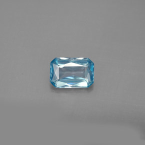 Zircone naturale blu da 1,12 ct, taglio smeraldo, VS