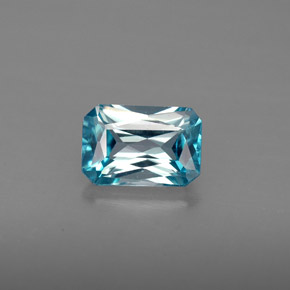 Zircone naturale blu da 1,35 ct, taglio smeraldo, VVS-VS
