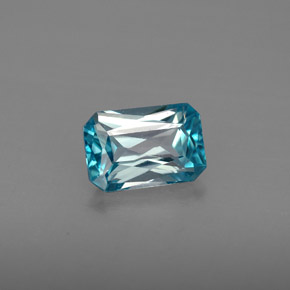 Zircone naturale blu da 1,35 ct, taglio smeraldo, VVS-VS