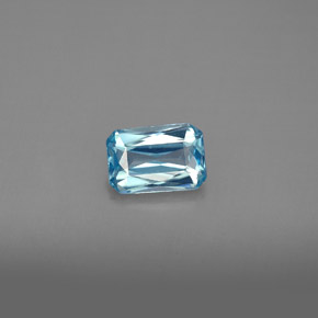 Zircone naturale blu da 1,20 ct, taglio smeraldo, VVS