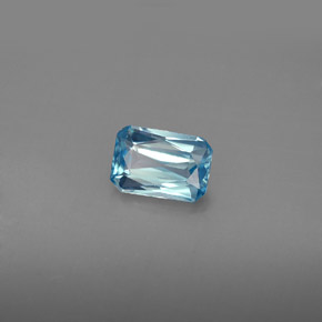 Zircone naturale blu da 1,20 ct, taglio smeraldo, VVS