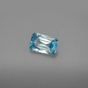 Zircone naturale blu da 1,31 ct, taglio smeraldo, VVS-VS