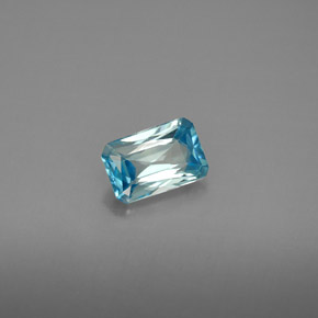 Zircone naturale blu da 1,31 ct, taglio smeraldo, VVS-VS