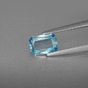 Zircone naturale blu da 0,93 ct, taglio smeraldo, VVS