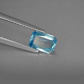 Zircone naturale blu da 0,93 ct, taglio smeraldo, VVS