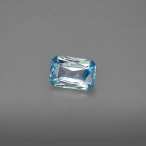 Zircone naturale blu da 1,20 ct, taglio smeraldo, VS