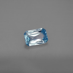 Zircone naturale blu da 1,20 ct, taglio smeraldo, VS