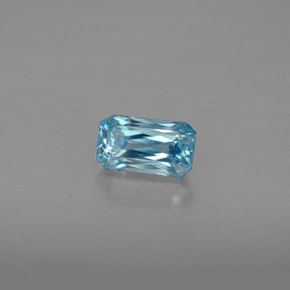 Zircone naturale blu da 1,27 ct, taglio smeraldo, VVS-VS