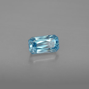 Zircone naturale blu da 1,27 ct, taglio smeraldo, VVS-VS