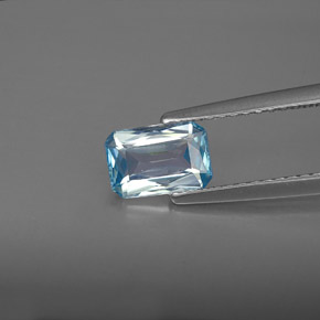 Zircone naturale blu da 1,22 ct, taglio smeraldo, VVS-VS
