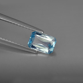 Zircone naturale blu da 1,22 ct, taglio smeraldo, VVS-VS