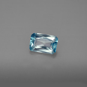 Zircone naturale blu da 1,23 ct, taglio smeraldo, VS