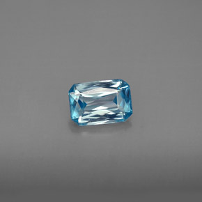 Zircone naturale blu da 1,27 ct, taglio smeraldo, VVS-VS