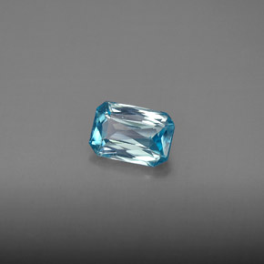 Zircone naturale blu da 1,27 ct, taglio smeraldo, VVS-VS
