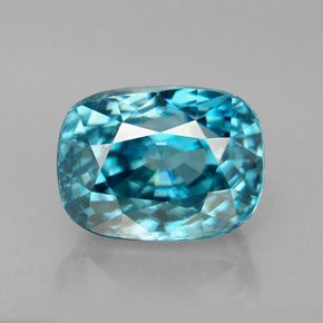 Zircone naturale blu da 7,57 ct, taglio a cuscino, VVS