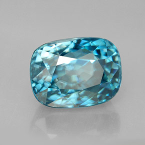 Zircone naturale blu da 7,57 ct, taglio a cuscino, VVS