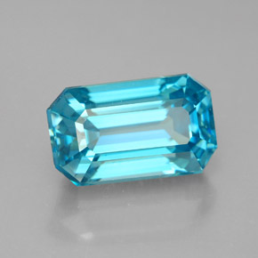Zircone naturale blu da 6,46 ct, taglio smeraldo, VVS