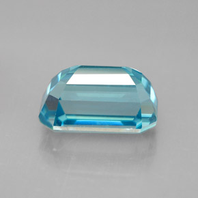 Zircone naturale blu da 6,46 ct, taglio smeraldo, VVS