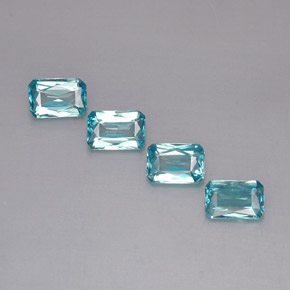 Zircone naturale blu da  ct, taglio smeraldo, VS