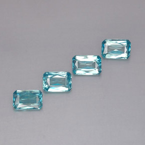 Zircone naturale blu da  ct, taglio smeraldo, VS