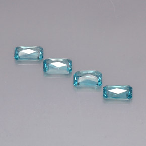 Zircone naturale blu da  ct, taglio smeraldo, VS