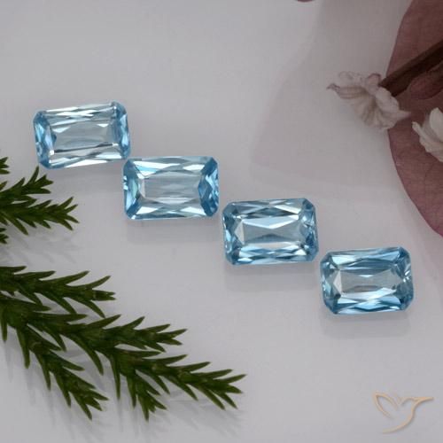 Zircone naturale blu da 2,94 ct, taglio smeraldo, VS