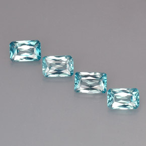 Gemme di Zircone Azzurro naturale da 3.41 ct, Taglio smeraldo, VS