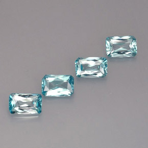 Gemme di Zircone Blu naturale da  ct, Taglio smeraldo, VS