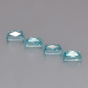 Zircone naturale blu da  ct, taglio smeraldo, VS