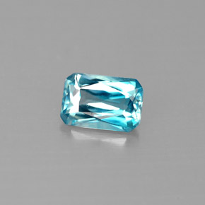 Zircone naturale blu da 0,78 ct, taglio smeraldo, VS