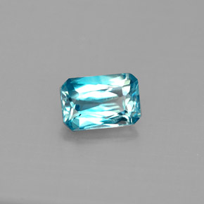 Zircone naturale blu da 0,78 ct, taglio smeraldo, VS
