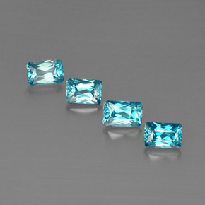 Zircone naturale blu da  ct, taglio smeraldo, VS