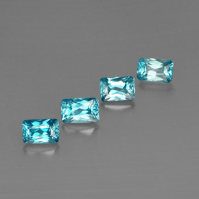 Zircone naturale blu da  ct, taglio smeraldo, VS