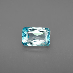 Zircone naturale blu da 1,53 ct, taglio smeraldo, VVS-VS