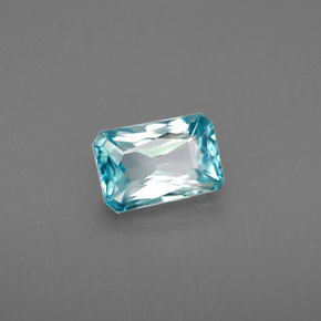 Zircone naturale blu da 1,53 ct, taglio smeraldo, VVS-VS
