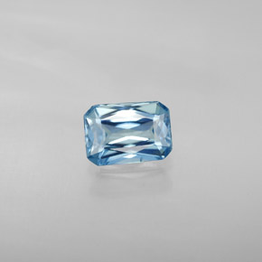 Zircone naturale blu da 1,30 ct, taglio smeraldo, VVS-VS