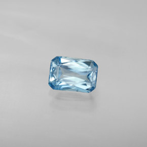 Zircone naturale blu da 1,30 ct, taglio smeraldo, VVS-VS