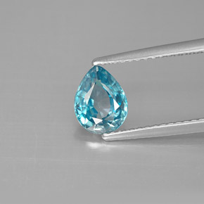 Zircone naturale blu da 1,50 ct, taglio a pera, VVS-VS
