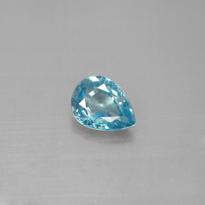Zircone naturale blu da 1,67 ct, taglio a pera, VVS